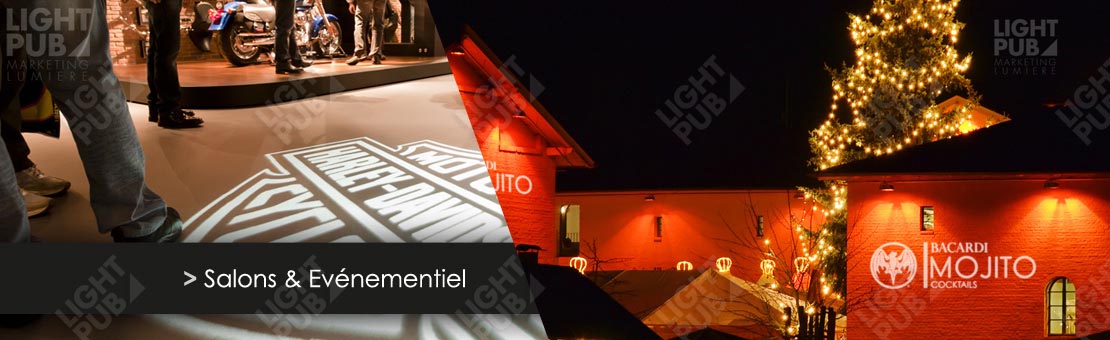 Projection logo lumineux salon et événement suisse
